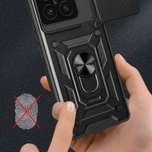Kemény műanyag és rugalmas TPU hibrid tok Xiaomi 14T telefonhoz - FEKETE
