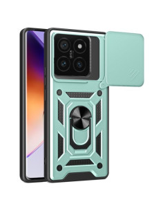 Kemény műanyag és rugalmas TPU hibrid tok Xiaomi 14T Pro telefonhoz - ZÖLD