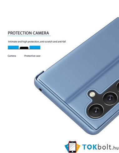 Flip telefontok átlátszó előlappal Samsung Galaxy A55 készülékhez - KÉK