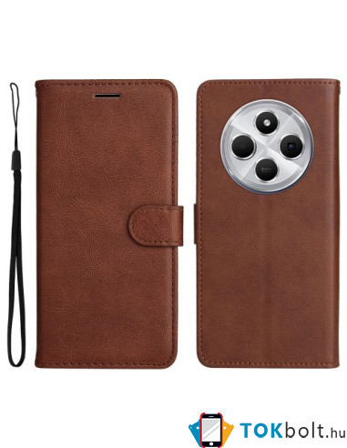 Oldalra nyíló tok Xiaomi Redmi 14C telefonhoz - BARNA