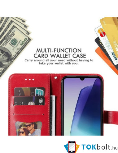Oldalra nyíló tok Xiaomi Redmi 14C / Redmi 14R / Poco C75 telefonhoz - PIROS