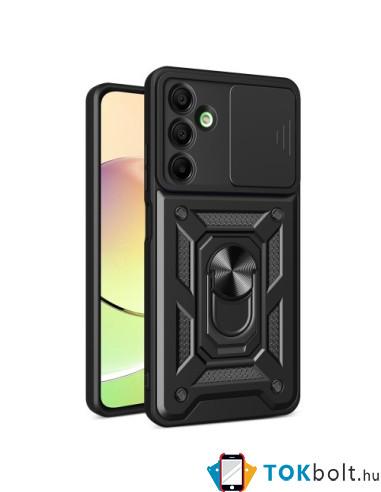 Kemény műanyag és rugalmas TPU hibrid tok Samsung Galaxy A16 4G / A16 5G telefonhoz - FEKETE