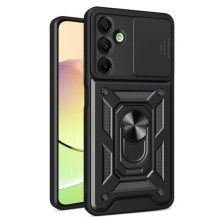 Kemény műanyag és rugalmas TPU hibrid tok Samsung Galaxy A16 4G / A16 5G telefonhoz - FEKETE