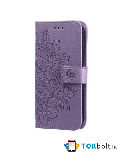 Dombornyomott mandala mintás notesztok Samsung Galaxy S25 telefonhoz - LILA
