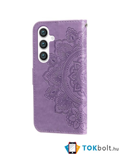 Dombornyomott mandala mintás notesztok Samsung Galaxy S25 telefonhoz - LILA