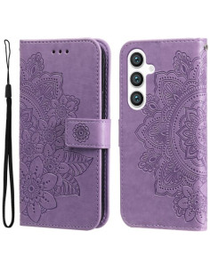 Dombornyomott mandala mintás notesztok Samsung Galaxy S25 telefonhoz - LILA