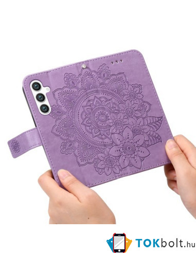 Dombornyomott mandala mintás notesztok Samsung Galaxy S25 telefonhoz - LILA