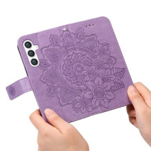 Dombornyomott mandala mintás notesztok Samsung Galaxy S25 telefonhoz - LILA