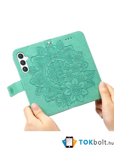 Dombornyomott mandala mintás notesztok Samsung Galaxy S25 telefonhoz - ZÖLD