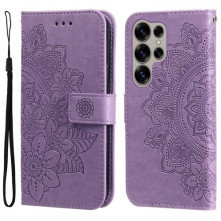 Dombornyomott mandala mintás notesztok Samsung Galaxy S25 Ultra telefonhoz - LILA