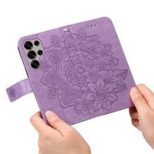 Dombornyomott mandala mintás notesztok Samsung Galaxy S25 Ultra telefonhoz - LILA