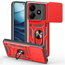 Kemény műanyag és rugalmas TPU hibrid tok Xiaomi Redmi Note 14 5G telefonhoz - PIROS