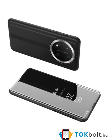 Flip telefontok átlátszó előlappal Honor Magic7 Lite készülékhez - FEKETE