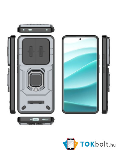 Kemény műanyag és rugalmas TPU hibrid tok Xiaomi Redmi Note 14 Pro+ 5G telefonhoz - SZÜRKE