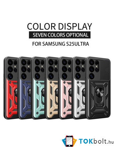 Kemény műanyag és rugalmas TPU hibrid tok Samsung Galaxy S25 Ultra telefonhoz - PIROS