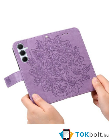 Dombornyomott mandala mintás notesztok Samsung Galaxy A36 / Galaxy A56 telefonhoz - LILA