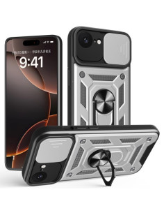 Kemény műanyag és rugalmas TPU hibrid tok Apple iPhone 16e telefonhoz - EZÜST