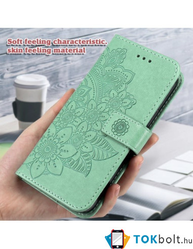 Dombornyomott mandala mintás notesztok Honor 400 Lite telefonhoz - ZÖLD