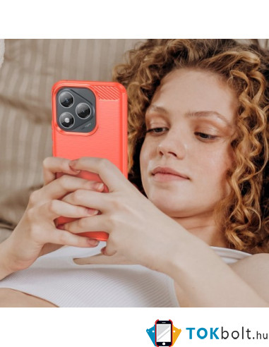 Honor 400 Lite karbon mintás tok - PIROS