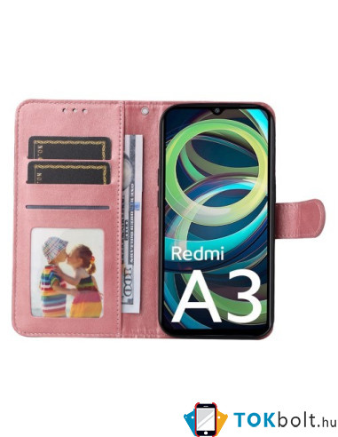 Oldalra nyíló tok Xiaomi Redmi A3 telefonhoz - RÓZSAARANY