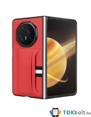 Bőr tapintású háttok Honor Magic V3 5G készülékhez - PIROS