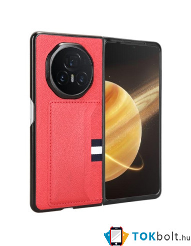 Bőr tapintású háttok Honor Magic V3 5G készülékhez - PIROS