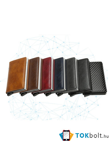 Bankkártya, igazolvány tartó tárca RFID védelemmel - 10 x 6.7 x 1 cm - BARNA
