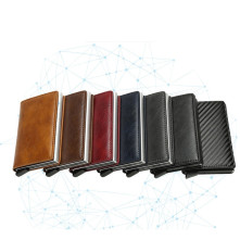 Bankkártya, igazolvány tartó tárca RFID védelemmel - 10 x 6.7 x 1 cm - BARNA