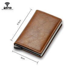 Bankkártya, igazolvány tartó tárca RFID védelemmel - 10 x 6.7 x 1 cm - BARNA