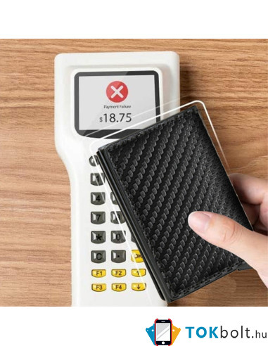 Bankkártya, igazolvány tartó tárca RFID védelemmel - 10 x 6.7 x 1 cm - BARNA