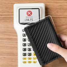 Bankkártya, igazolvány tartó tárca RFID védelemmel - 10 x 6.7 x 1 cm - BARNA