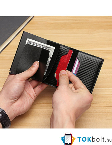 Bankkártya, igazolvány tartó tárca RFID védelemmel - 10 x 6.7 x 1 cm - BARNA