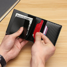 Bankkártya, igazolvány tartó tárca RFID védelemmel - 10 x 6.7 x 1 cm - BARNA