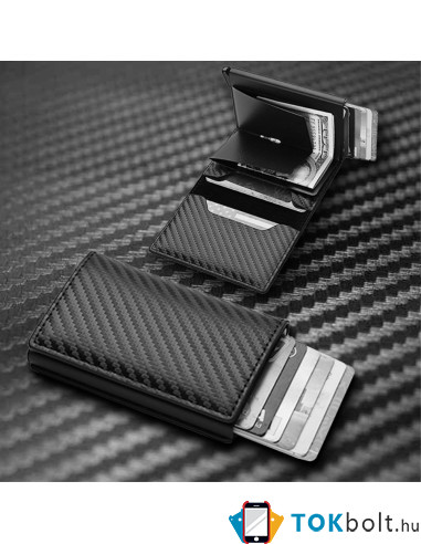 Bankkártya, igazolvány tartó tárca RFID védelemmel - 10 x 6.7 x 1 cm - BARNA