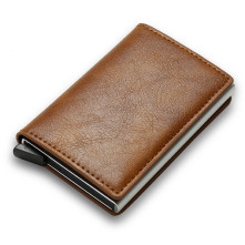 Bankkártya, igazolvány tartó tárca RFID védelemmel - 10 x 6.7 x 1 cm - BARNA