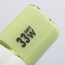 FORCELL F-ENERGY Crystal Color GaN III VT-41 utazótöltő szilikonkábellel, USB-C, USB-A csatlakozóval 33 W - ZÖLD