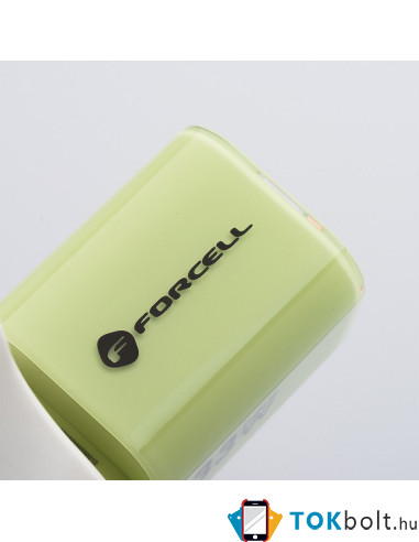 FORCELL F-ENERGY Crystal Color GaN III VT-41 utazótöltő szilikonkábellel, USB-C, USB-A csatlakozóval 33 W - ZÖLD
