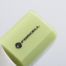 FORCELL F-ENERGY Crystal Color GaN III VT-41 utazótöltő szilikonkábellel, USB-C, USB-A csatlakozóval 33 W - ZÖLD