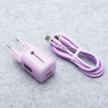 FORCELL F-ENERGY Crystal Color GaN III VT-41 utazótöltő szilikonkábellel, USB-C, USB-A csatlakozóval 33 W - RÓZSASZÍN