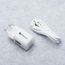 FORCELL F-ENERGY Crystal Color GaN III VT-41 utazótöltő szilikonkábellel, USB-C, USB-A csatlakozóval 33 W - FEHÉR