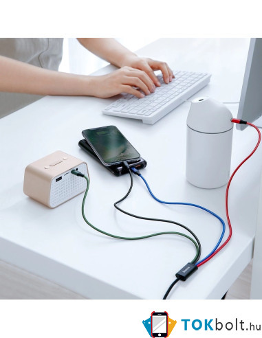 Baseus 4 az 1-ben USB kábel – 1,2 m – Lightning / 2× USB Type-C / micro USB – 3,5A
