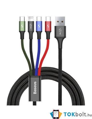 Baseus 4 az 1-ben USB kábel – 1,2 m – Lightning / 2× USB Type-C / micro USB – 3,5A