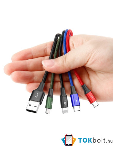 Baseus 4 az 1-ben USB kábel – 1,2 m – Lightning / 2× USB Type-C / micro USB – 3,5A