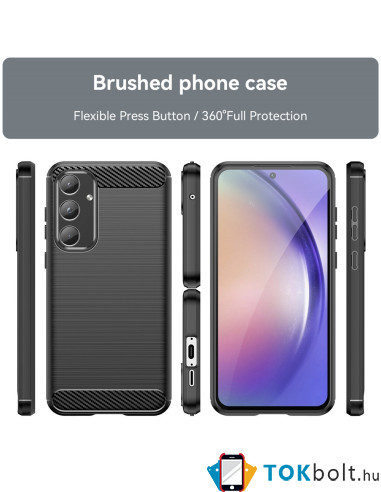 Samsung Galaxy A55 karbon mintás tok - FEKETE
