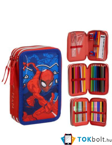 Pókember (Spiderman) töltött tolltartó – 3 emeletes iskolai tolltartó 12,5×6,5×19,5 cm