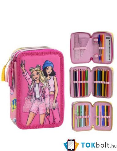 Barbie töltött tolltartó – 3 emeletes iskolai tolltartó 12,5×6,5×19,5 cm