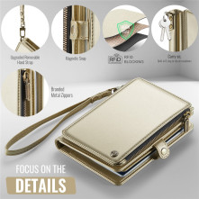CASEME ME60 bőr pénztárca – RFID védelem 11 kártyahellyel - 15.5×11.3×3.2 cm - ARANY
