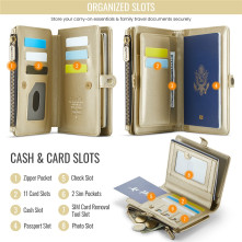 CASEME ME60 bőr pénztárca – RFID védelem 11 kártyahellyel - 15.5×11.3×3.2 cm - ARANY