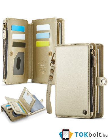 CASEME ME60 bőr pénztárca – RFID védelem 11 kártyahellyel - 15.5×11.3×3.2 cm - ARANY