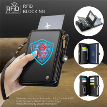 CASEME ME60 bőr pénztárca – RFID védelem 11 kártyahellyel - 15.5×11.3×3.2 cm - FEKETE